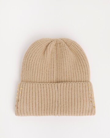 Beige Sequin Detail Beanie