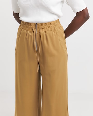Pull On Wide Leg Zip Detail Trousers