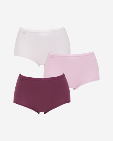 Sloggi (3 Pack) Basic Maxi Knicker, Pale Pink/Mid Pink/Plum