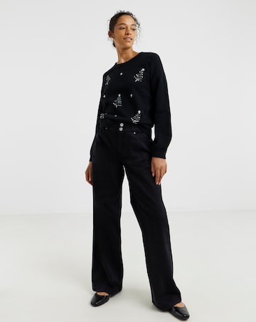 Black Sequin Tree Jumper