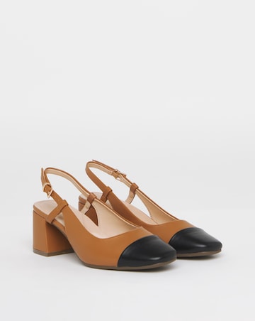 Heavenly Soles Tegan Low Block Heel Slingback Shoes - Extra Wide Fit (EEE)