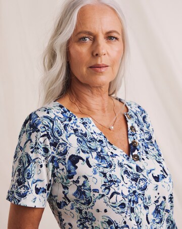 Julipa Printed Pure Cotton Henley Top