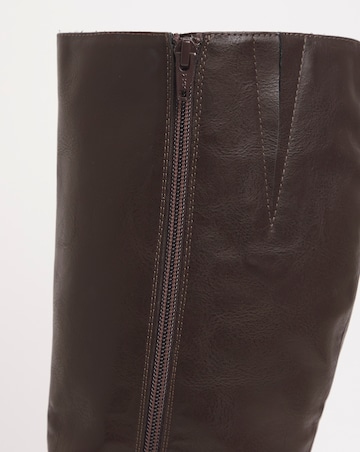 Eden Buckle Detail Knee High Boots - Extra Wide Fit (EEE) & Super Curvy Calf