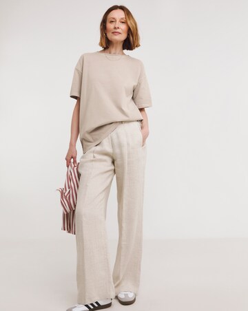 Pure Cotton Oatmeal Dropped Shoulder Oversized T-Shirt