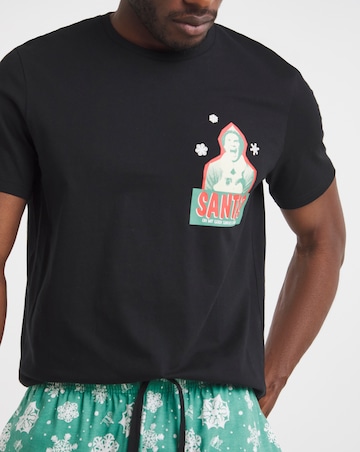 Elf Christmas Short Sleeve Pyjama Set - Black/Green