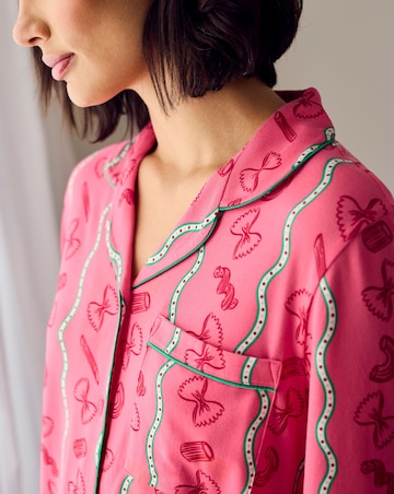 Chelsea Peers Classic Button Up Pyjama Set Pasta Stripe Print