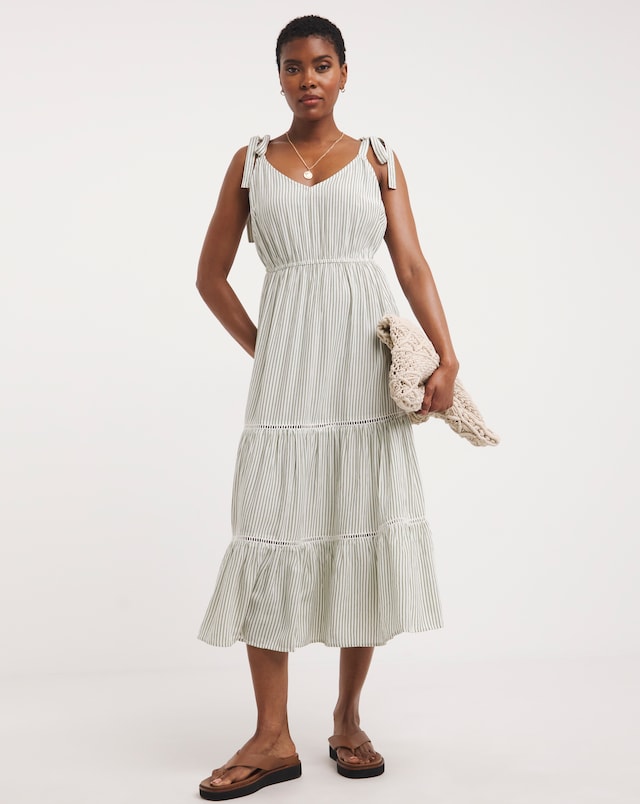 Striped Crinkle Viscose Cami Dress