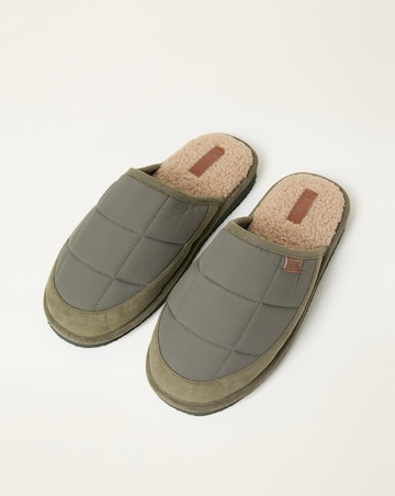 FatFace Quilted Mule Slipper - Khaki