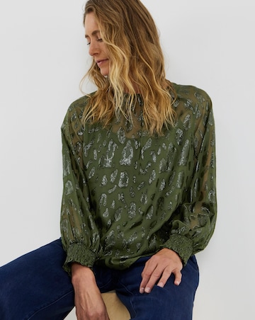 Lurex Jacquard Raglan Blouse