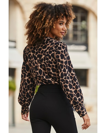 Sosandar Moroccan Tile Print Blouson Sleeve Shirt