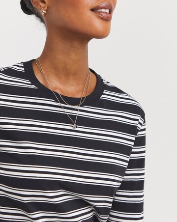 Red/Mono Stripe 2 Pack Stripe/Plain Long Sleeve Crew Neck Tops