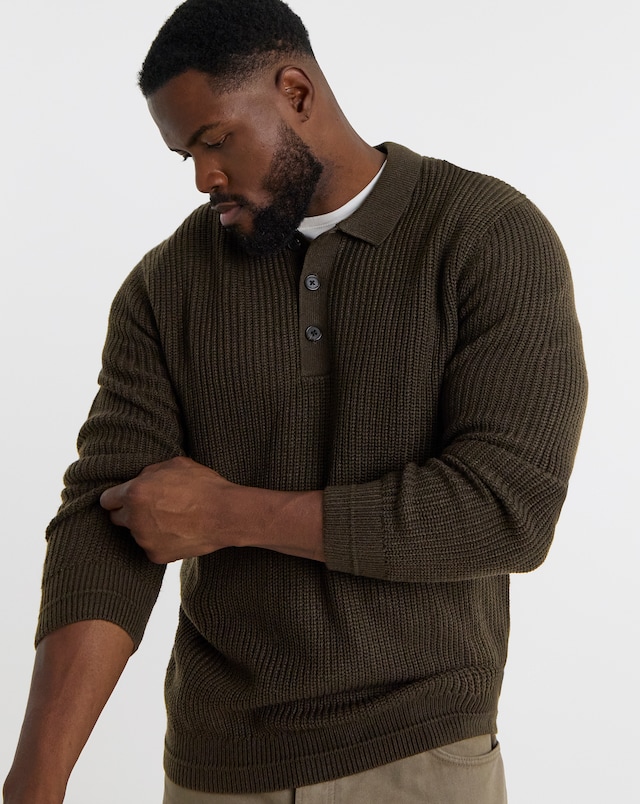 JACK & JONES Kaito Knit Polo - Brown