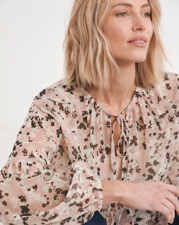 Georgette Blouson Sleeve Tie Detail Blouse