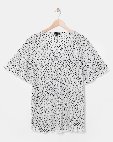 Spot V Neck Plisse Longline Top