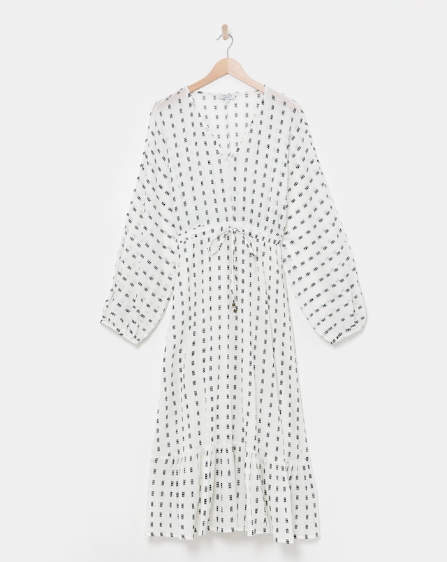 Cotton Dobby Balloon Sleeve Maxi Dress