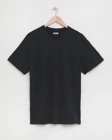 Pure Cotton V-Neck T-Shirt- Black