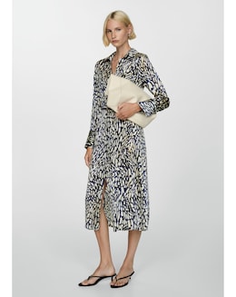 Mango Satin Wrap Midi Dress