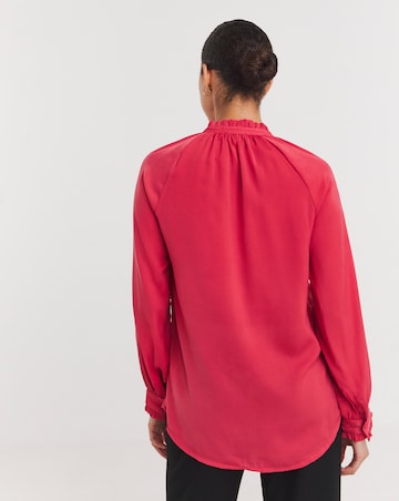 Pink Matte Satin Tie Neck Top