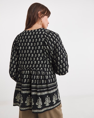 Printed Batwing Smock Top