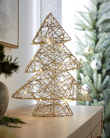 Light Up Gold Metal Christmas Tree