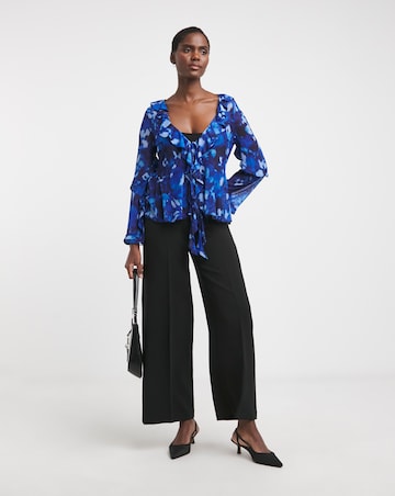 Joanna Hope Mesh Ruffle Blouse