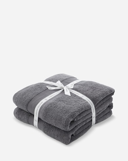 Catherine Lansfield Anti Bacterial Bath Sheet Pair Charcoal