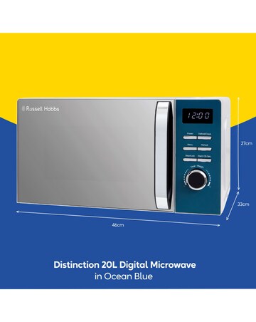 Russell Hobbs Distinctions 20 Litre Ocean Blue Stainless Steel Digital Microwave