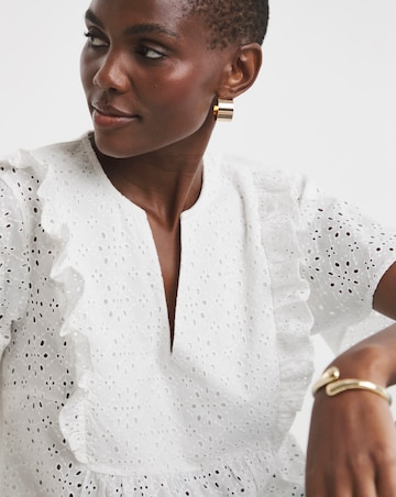 Pure Cotton Broderie Frill Jersey Back Top