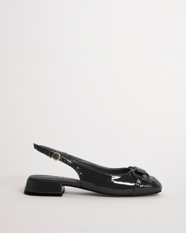 Everly Snaffle Trim Slingback Shoes - Wide Fit (E)