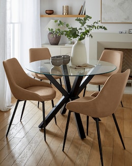 Bodie Black Dining Table with 4 Etta Faux Leather Chairs