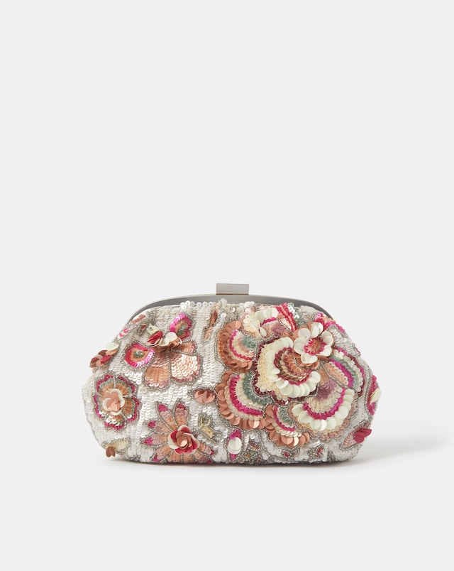 Accessorize Floral Sequin Clutch Bag