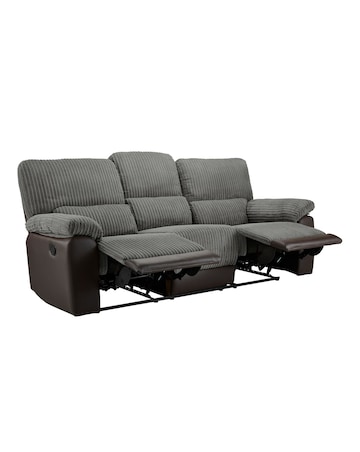 Harlow Fabric/Faux Leather Recliner 3 Seater Sofa