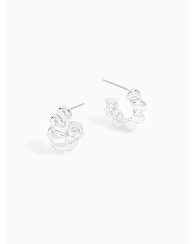 Inicio Silver Plated Twisted Polished Hoops - Gift Pouch