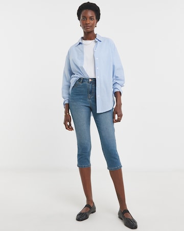 Mid Blue Denim Capri Jeans