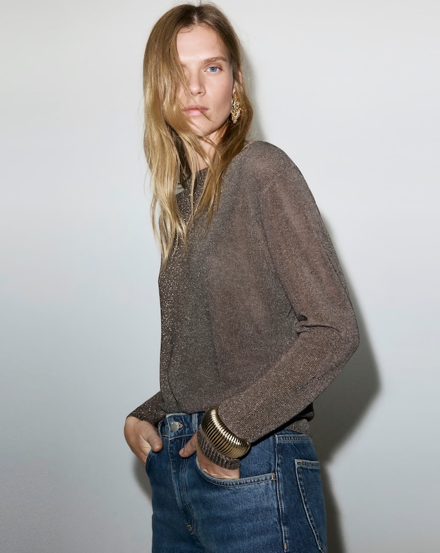 Mango Brown Crew Neck Jumper