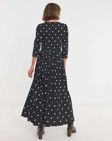 Pleated 3/4 Sleeve Slash Neck Dress