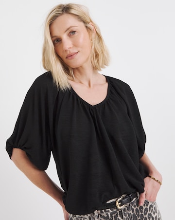 V Neck Bubble Hem Top