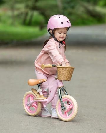 EVO Glider Balance Bike with Basket - Pastel Pink