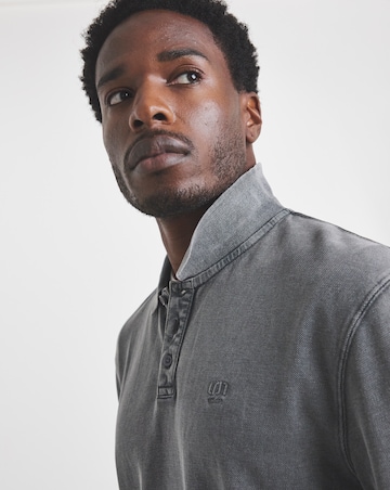 Union Garment Dyed Long Sleeve Polo-Grey