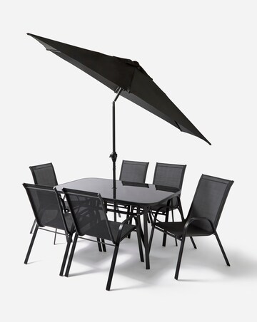 Malaga 6 Seater Dining Set with Parasol