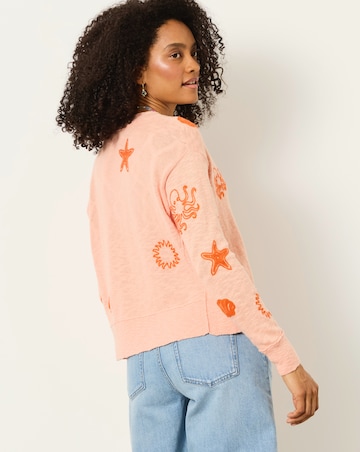 FatFace Seascape Embroidered Cardigan
