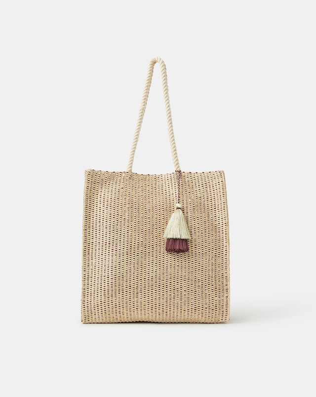 New In - Accessorize Stripe Woven Beach Bag