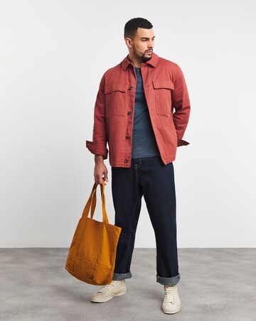 Short Sleeve Grandad T-Shirt Long Length- Denim Marl