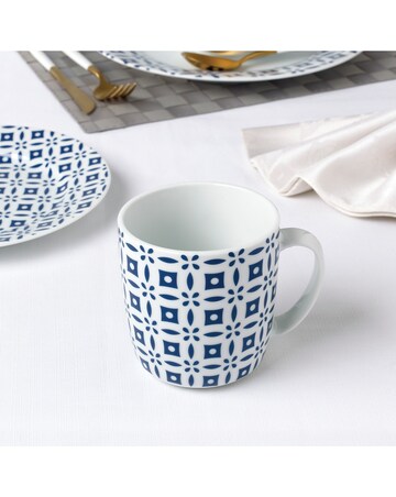 Waterside Blue Geo 16 Piece Dinner Set
