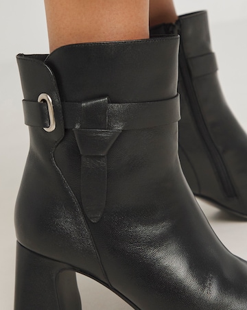 Kathy Heeled Leather Boot With Wrap Around Detail - Extra Wide Fit (EEE)