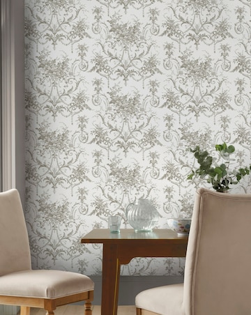 Laura Ashley Tuileries Dark Dove Grey Wallpaper