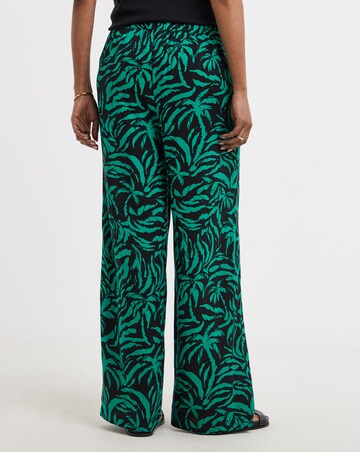 Tropical Print Wide Leg Trousers