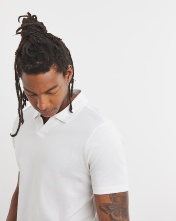 Trophy Neck Pique Polo- White