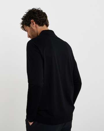 Folio Supima Zip Long Sleeve Polo-Black