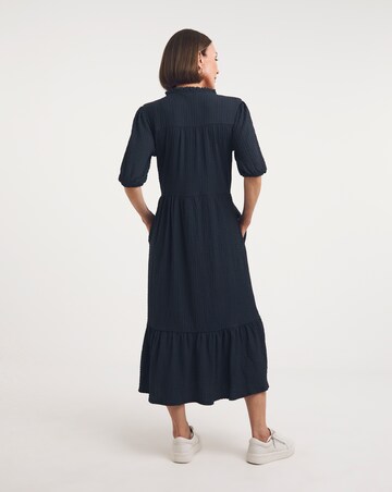 Textured Jersey Midi Smock Dress